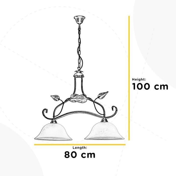 Suspenderet loftlampe - ONLI - MIRANDA - Glaskuppel - Antikguld - E27