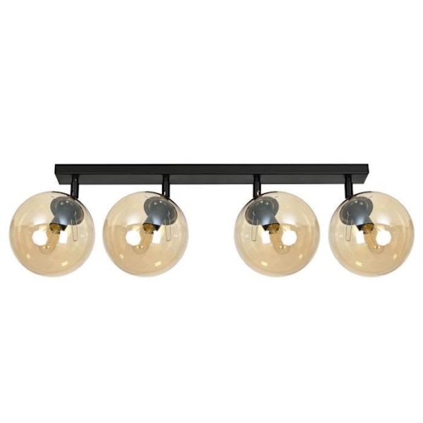 Emibig TOFI Tofi Globe takspotlight bar svart med bärnstensfärgad glasskärm, 4x E14