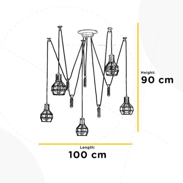 Loftlampe - Onli - Spider - 5 lys - Sort metal - Moderne design