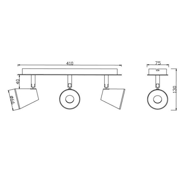 Strip 3 LED-spotlights 15W 4000K ICE nikkel CR 43-613-01-002