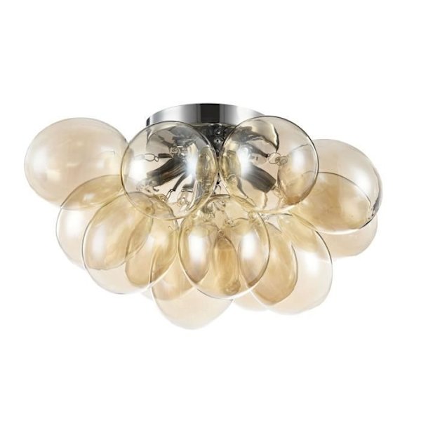 Maytoni 4-Lamp Taklampa, Modern, i kromfärgad metall, taklampor i glas, glödlampor exkl. 4*G9, 28W. Konjaksfärgad, Nickel