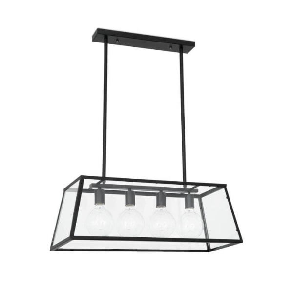 Rose sort metal pendel (4 x 25W) Transparent, Sort Sort