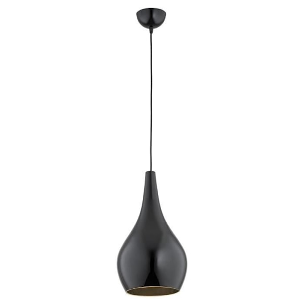 Hængende loftlampe - Argon - SANTANA - Sort Kuppel - Glas - Moderne Design