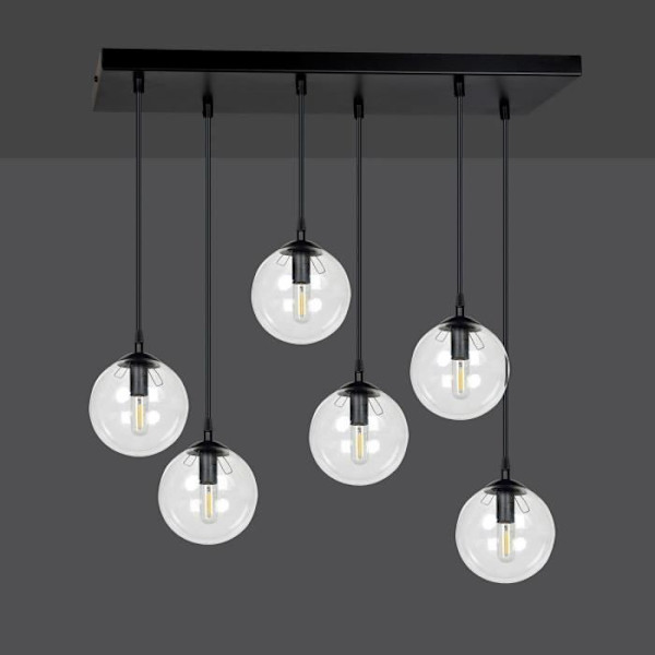 Emibig COSMO Cosmo svart Globe Cluster taklampa med klarglasskärm, 6x E14
