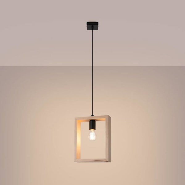 Pendellampe - Sollux - Aries - E27, 1x15W LED - Naturligt Træ - Contemporary Design Naturligt trä