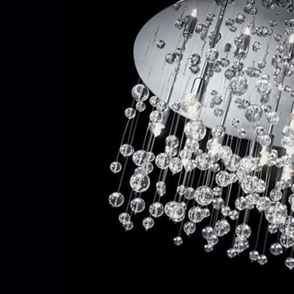 Ideal Lux NEVE PL12, Soveværelse, Børneværelse, Spisestue, Stue, Krom, IP20, Overflade, Rund, Glas, Metal