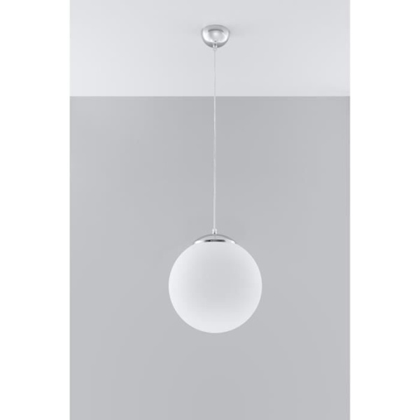 UGO taklampa glas/vit stål/krom Bredd 30 Cm - SOLLUX - UGO - Vit - Metall - Inomhus