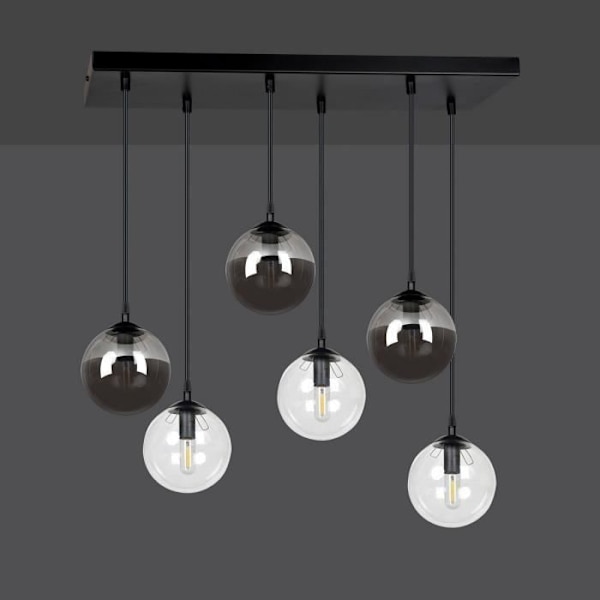 Emibig COSMO Globe Cluster taklampa svart med klarglas och grafit lampskärm, 6x E14