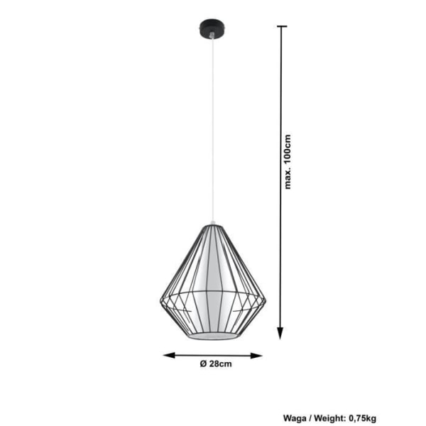 DEMI E27 LED Pendel Modern Loft Boho Design Corridor - Sort