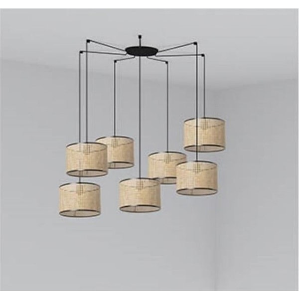 MAMBO Gulvlampe sort/rattan ø320 7L 64314-48-7L Sort