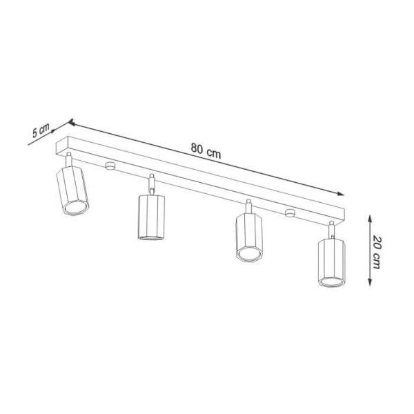 Taklampa med spotlights - SOLLUX - Zeke - Ek - 4x GU10 - Inomhus - 40W