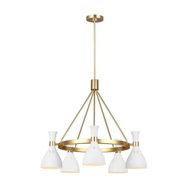 Lysekrone - ELSTEAD LIGHTING - Joan - 5 lys - Mat hvid - Bruneret messing - E27