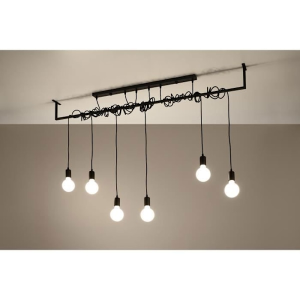 Pendel SALAMANCA 6 E27 LED Modern Loft BOHO Design Korridor -Sort