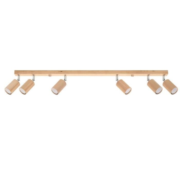 Plafonnier - SOLLUX - Berg - 6 Spotar - Naturlig Trä - 120 cm - 40W