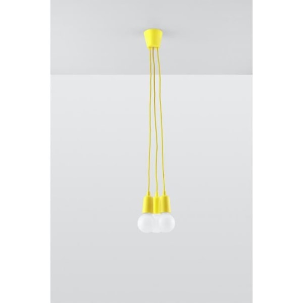DIEGO 3 E27 LED Pendellampa Modern Loft BOHO Design Corridor - Gul - SOLLUX - 3 lampor - E27 - 60 Watt