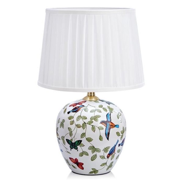 MANSION bordlampe i hvidt stof Flerfarvet