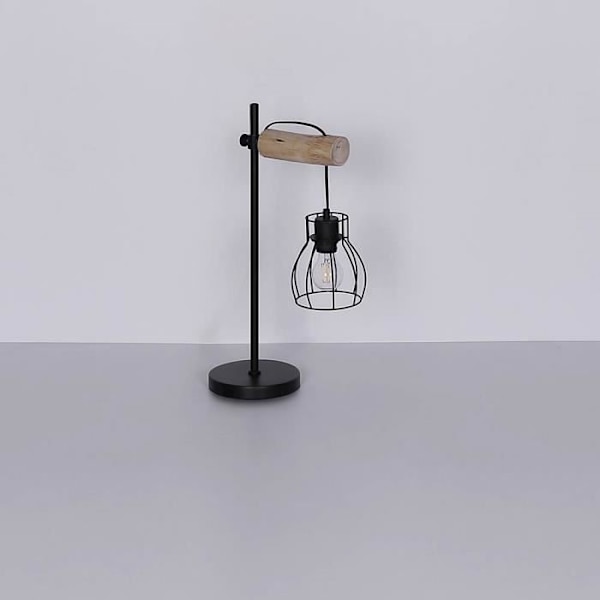 Bordlampe i metal, træ, variabel højde, H 55 cm, MINA