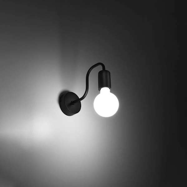 Vägglampa - Sollux Lighting - Vector - Metall - Vit - E27 LED svart