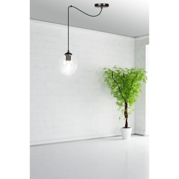 Emibig LEVEL Level Slim svart glaskupoltaklampa med klarglasskärm, 1x E27