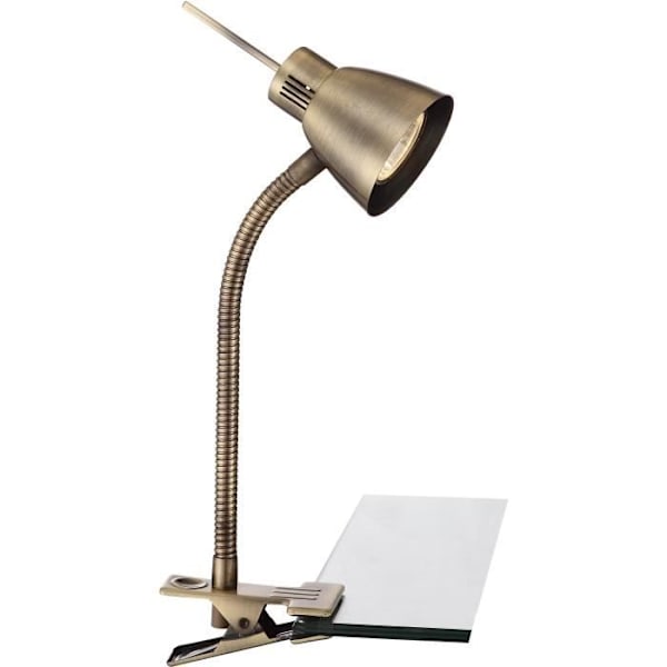 GLOBO LIGHTING Clamp spotlight med strömbrytare - Ø 24 x H 37,5 cm - Åldrad mässing Koppar