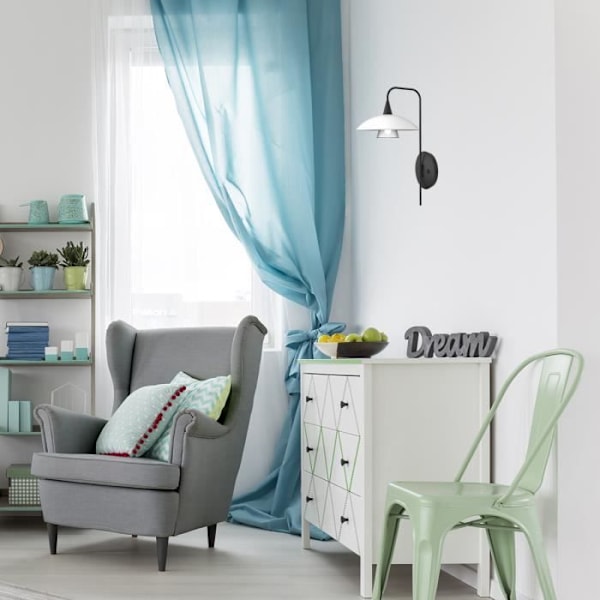 Vägglampa - Sienna - TallerkenDome - Matt Svart - Matt Vitt Glas - Samtida Design