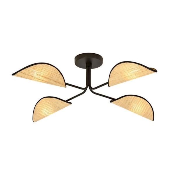 Emibig GOMEZ Gomez Design Semi-Flush Mount Taklampa i svart rotting med brun tygskärm, 4x E14