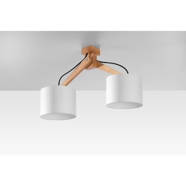 LEGNO 2 LED taklampa i trä - SOLLUX - Modern LOFT Design - Trä/Vit