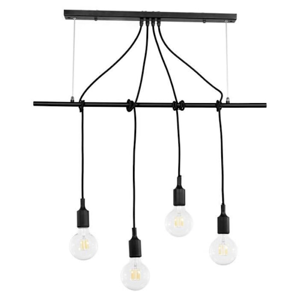 Loftlampe - Onli - WIRE Bar - Sort - Metal - E27 - 4 lamper