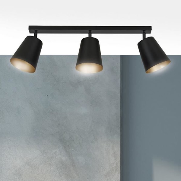 Emibig PRISM Prism takspotlight bar svart/guld 3x E27