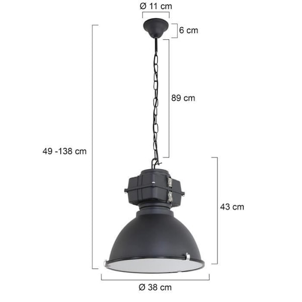 Taklampa - SIENNA - DensiDome - Mattsvart - Matt glas - E27 - Metall