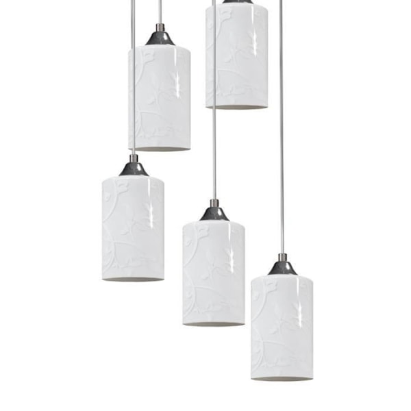 Blommor Pendel 5xE27 Max.60W Krom/Vit