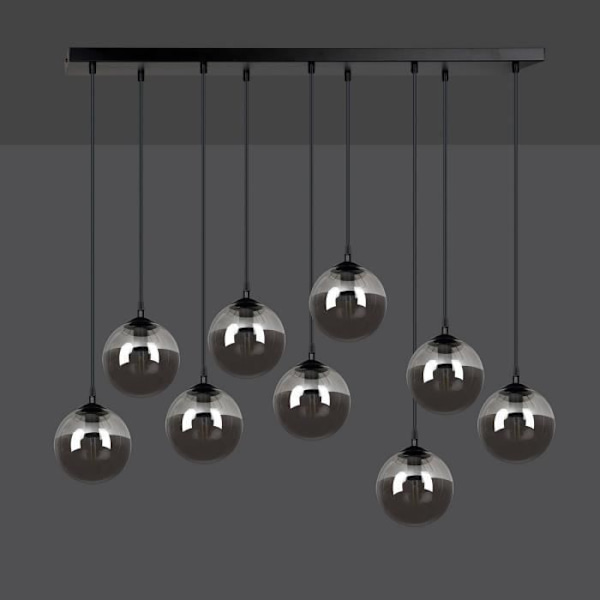 Emibig COSMO Cosmo Black Globe Cluster Taklampa med grafitglasskärm, 9x E14
