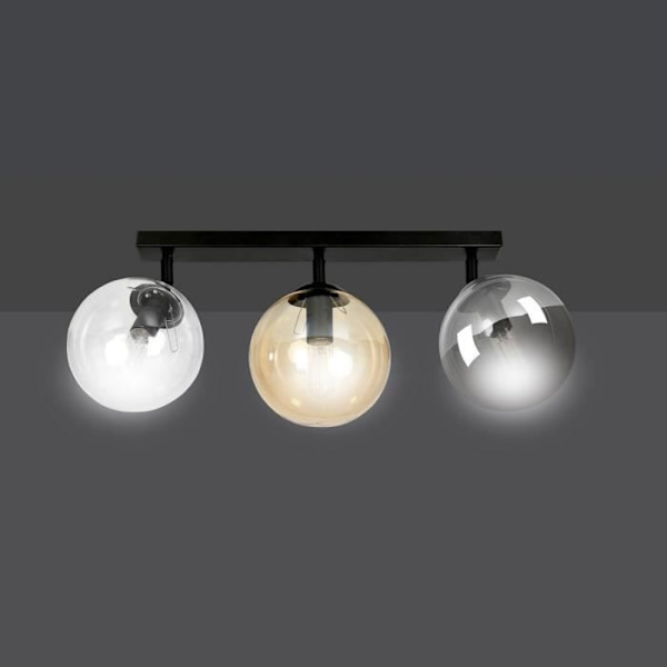 Emibig TOFI Tofi Globe takspotlight bar svart med klar, grafit och bärnstensfärgad glasskärm, 3x E14