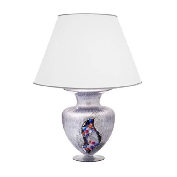Bordlampe - KOLARZ - ANFORA - Moderne design - Stof - Diameter 55 cm krom
