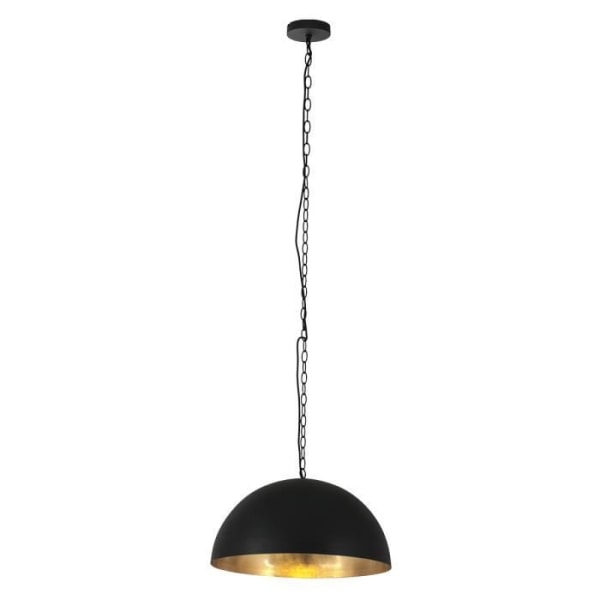 Suspension Plafonnier - Sienna - SemicirkelDome - Mat Sort - Indre Guld - E27 60W