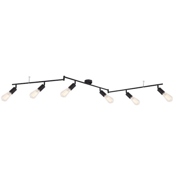 Spotlight bar - Keria - MARTHA - Sort metal - Industriel stil - 6 E27 pærer Svart