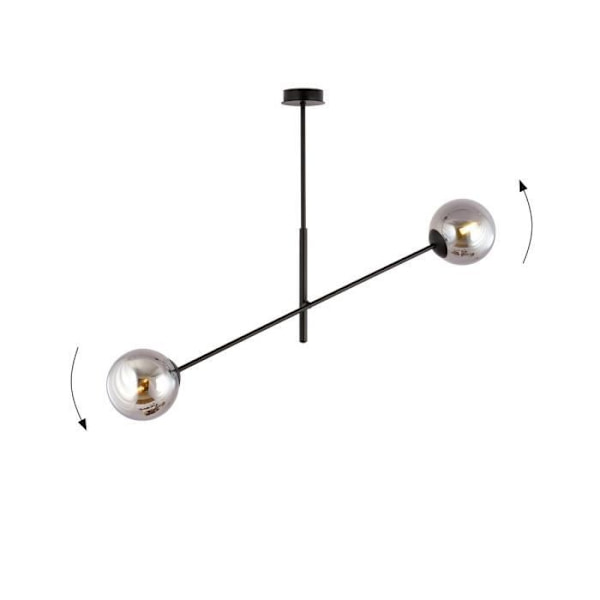 Emibig LINEAR Modern svart linjär taklampa med skärm i grafitglas, 2x E14
