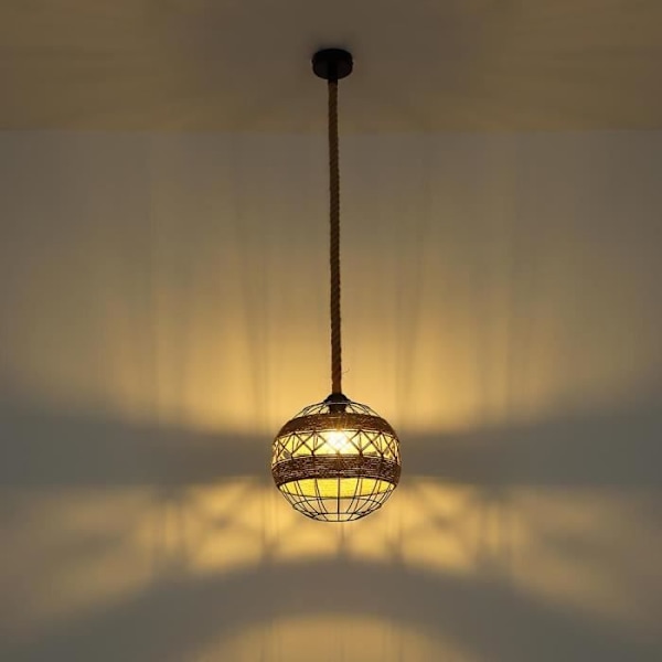 Pendellampe, hamperov, kugle, sort, H 120 cm, ULLEU