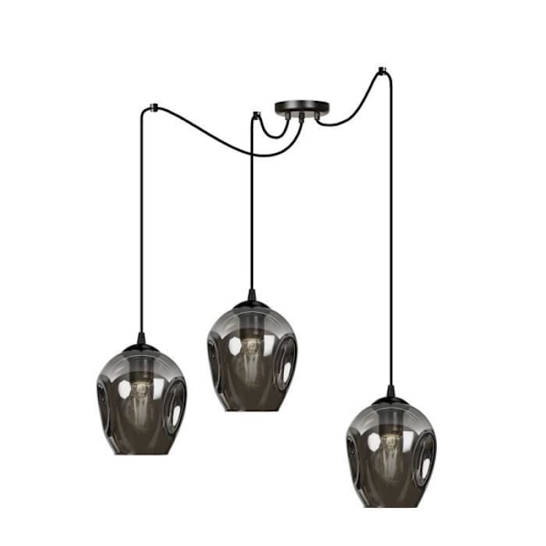 Emibig LEVEL Level taklampa i svart glaskupol med skärm av grafitglas, 3x E27
