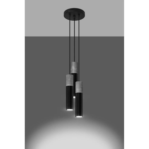 Sollux Lighting Borgio Cluster taklampa, grå, svart, 3x GU10