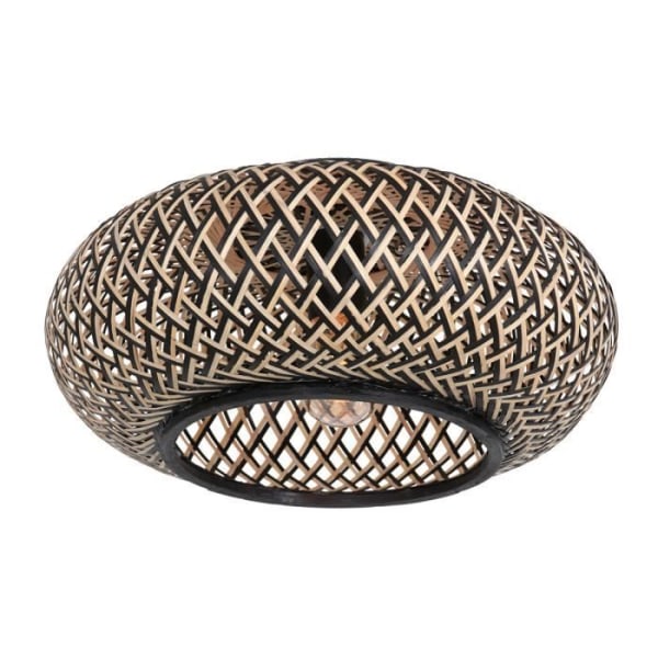 Sienna Brun Cylindrisk Loftslampe - Bambus - Højde 16cm - Diameter 40cm - E27 - 1 pære - 40W