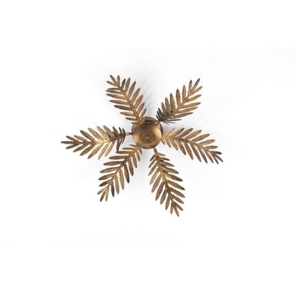 Halvindfældet loftlampe - Onli - FELCE - 3 armene med flerfarvede fjer - Metal - Brun