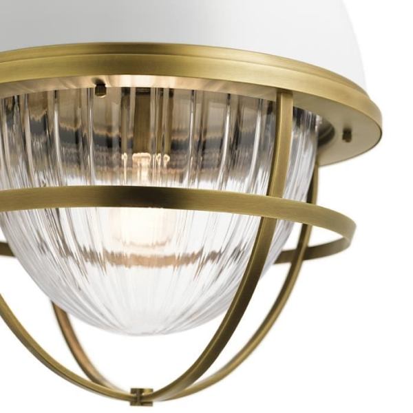 Elstead Kichler Tollis Globe Pendel Taklampa Natur Mässing & Vit