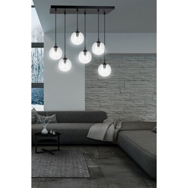 Emibig COSMO Cosmo svart Globe Cluster taklampa med klarglasskärm, 6x E14