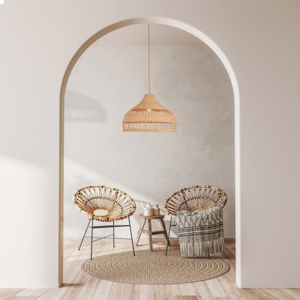 BOHO pendel i lyst træ - farve: Rød - Sulion - Loftslampe - Rattan Röd