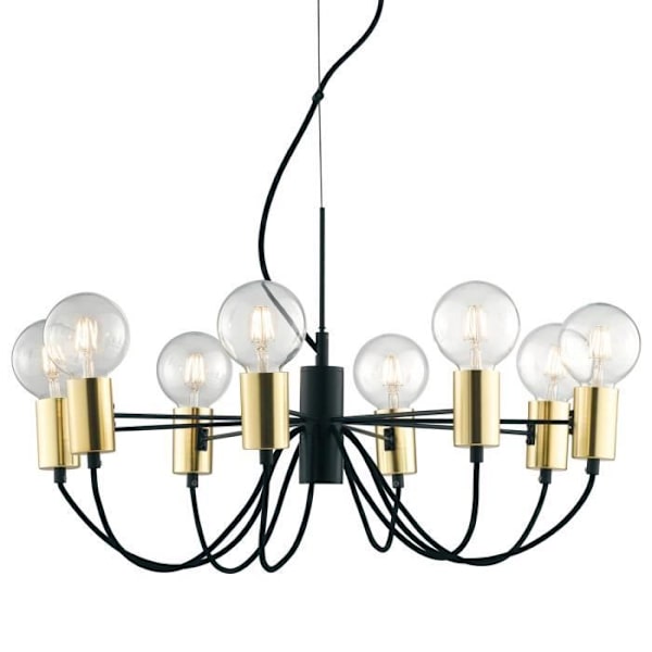Moderne AXON lysekrone (8x40W) i sort og guld metal