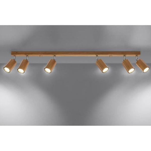 Sollux Lighting Zeke Octagon takspotlight bar i ek, trä, 6x GU10
