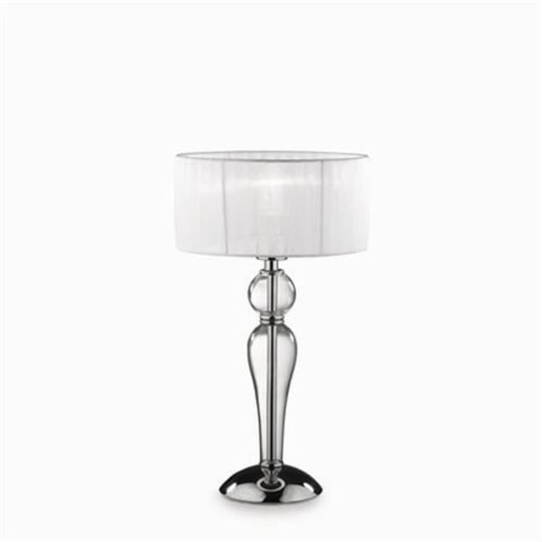 Ideal Lux DUCHESSA TL1 SMALL, Transparent, Hvid, Stof, Glas, Metal, Soveværelse, Stue, IP20, E27, 1 pære(r) Transparent, Hvid