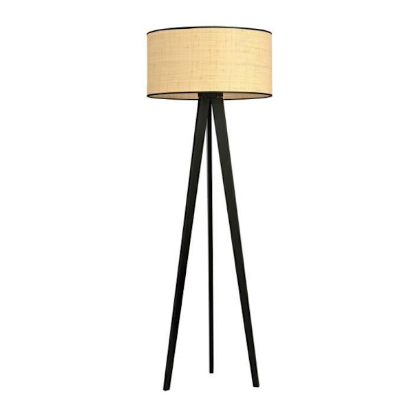 Emibig ASTON Aston Design stativgolvlampa i svart rotting med brun tyglampskärm, 1x E27