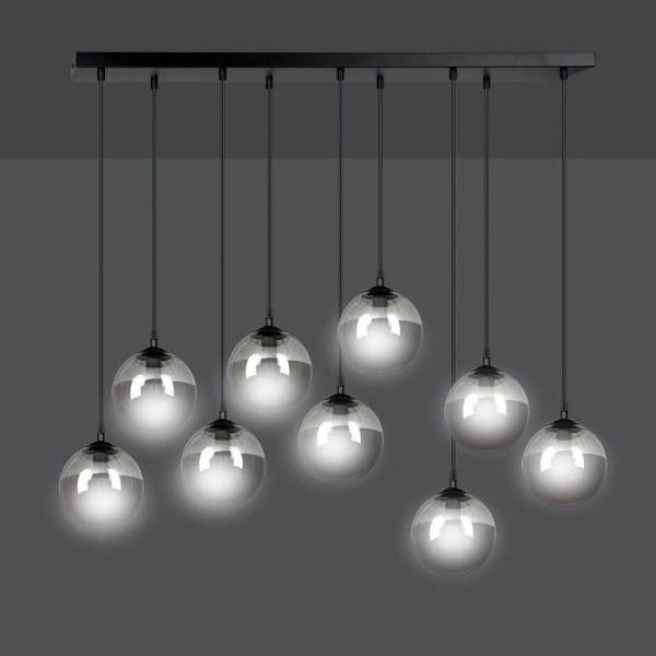 Emibig COSMO Cosmo Black Globe Cluster Taklampa med grafitglasskärm, 9x E14
